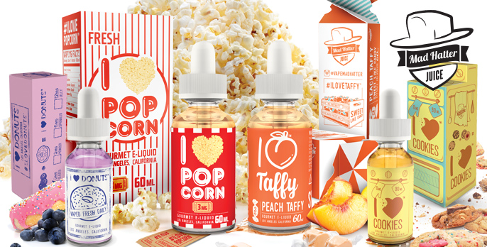 how much is elf bar vape Mad Hatter E-Juices - I Love Taffy, Popcorn, Donuts